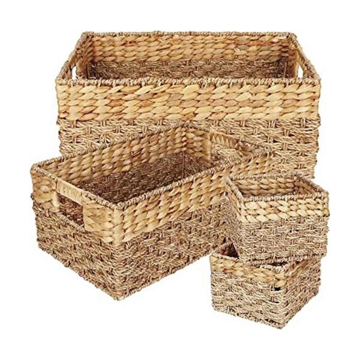 Cesta de almacenamiento de mimbre para organizar. Juego de