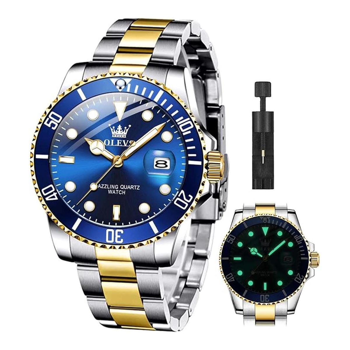 OLEVS Relojes de pulsera clásicos de cara grande relojes
