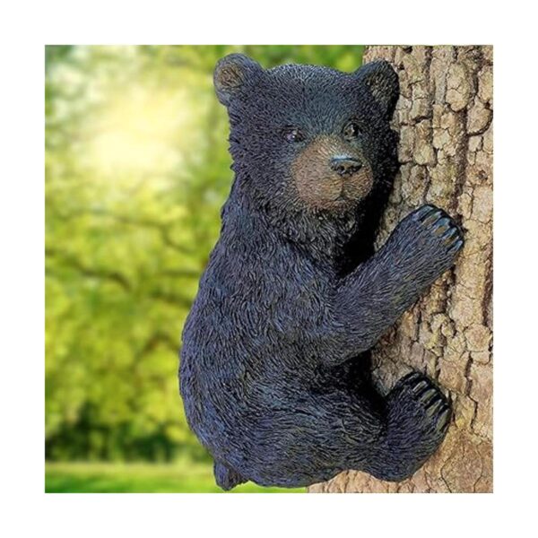 Oso negro sobre un árbol decoración de jardín escultura_2