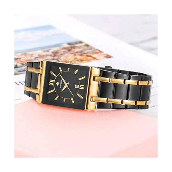 Relojes cuadrados para hombres y mujeres de acero_3