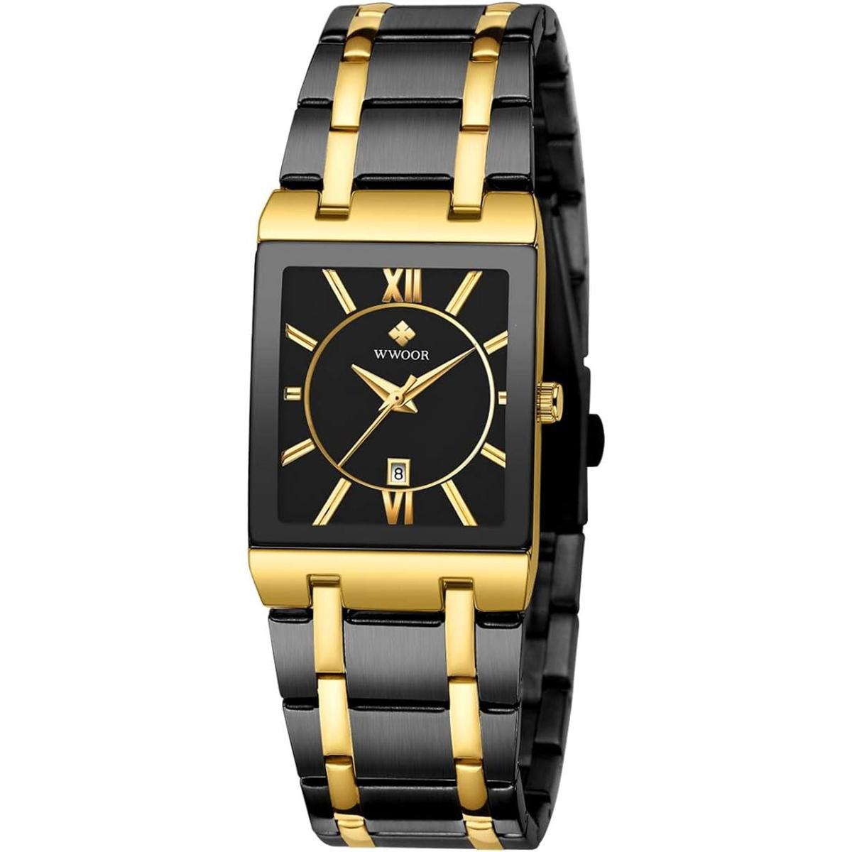 Relojes cuadrados para hombres y mujeres de acero