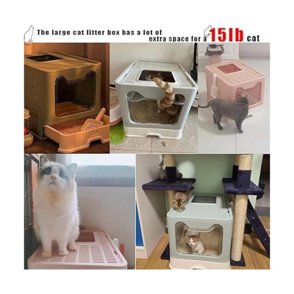Hamiledyi Caja de arena plegable grande para gatos con_2