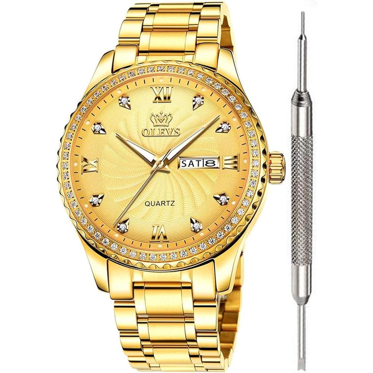 OLEVS Relojes de lujo con diamantes para hombres