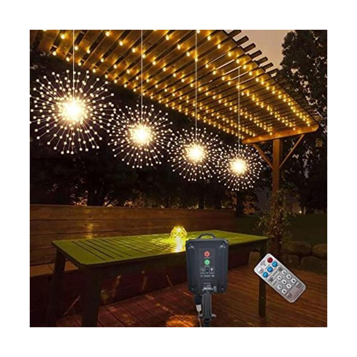 Paquete de 4 luces solares de 800 LED luces de fuegos