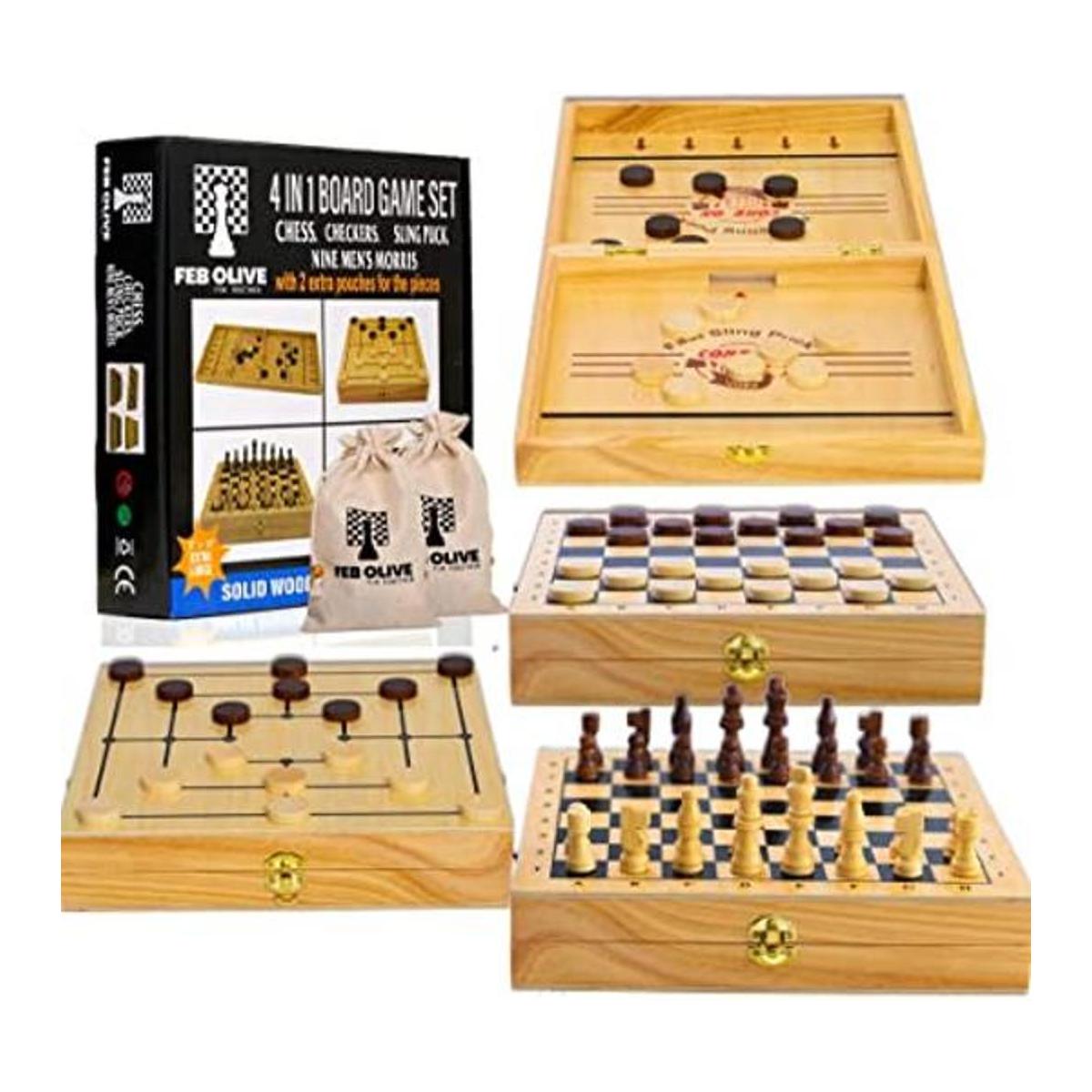 Juego de mesa 4 en 1 Juego de tablero de ajedrez de