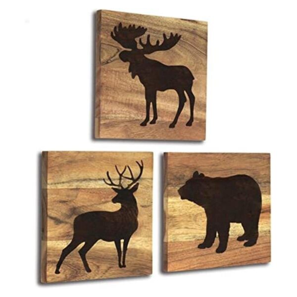 Home Rustique Decoración de cabaña de madera real con oso_1