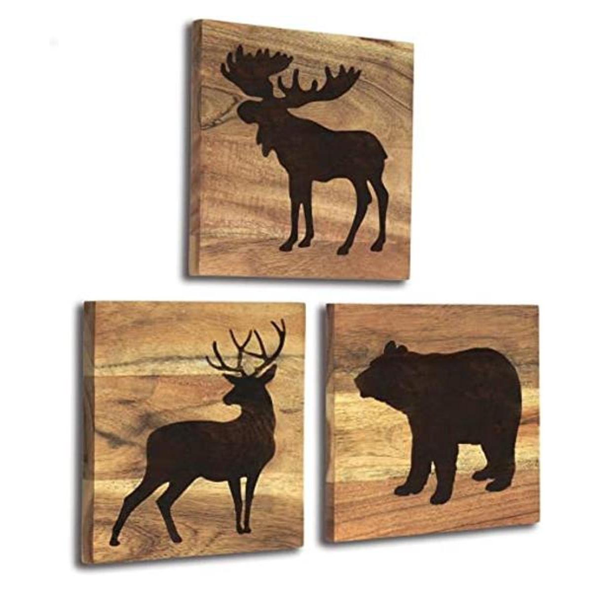 Home Rustique Decoración de cabaña de madera real con oso