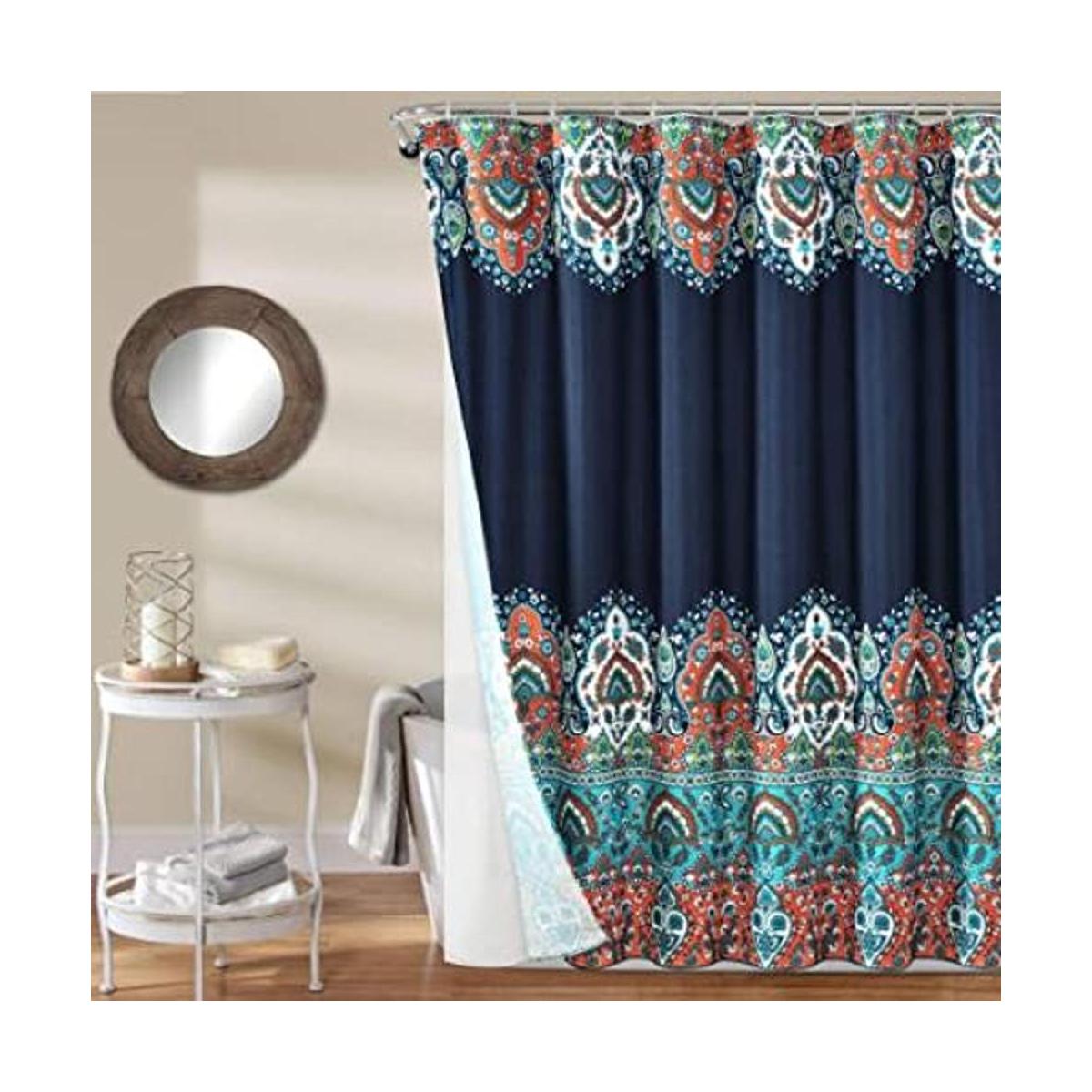 Lush Decor Bohemian Meadow Cortina de ducha con forro de