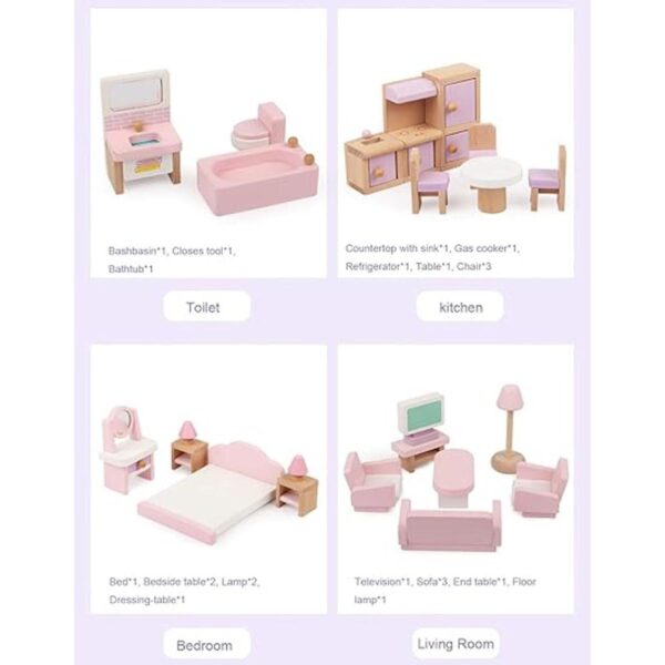 Muebles de madera para casa de muñecas accesorios de casa