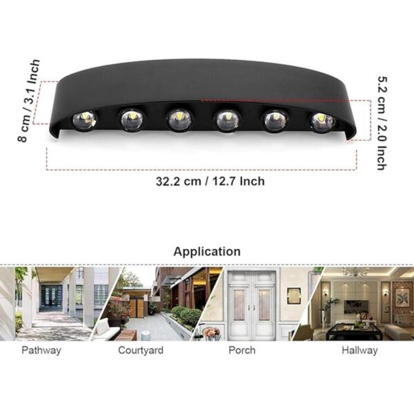 KAWELL Lámpara de pared moderna impermeable de 12 W