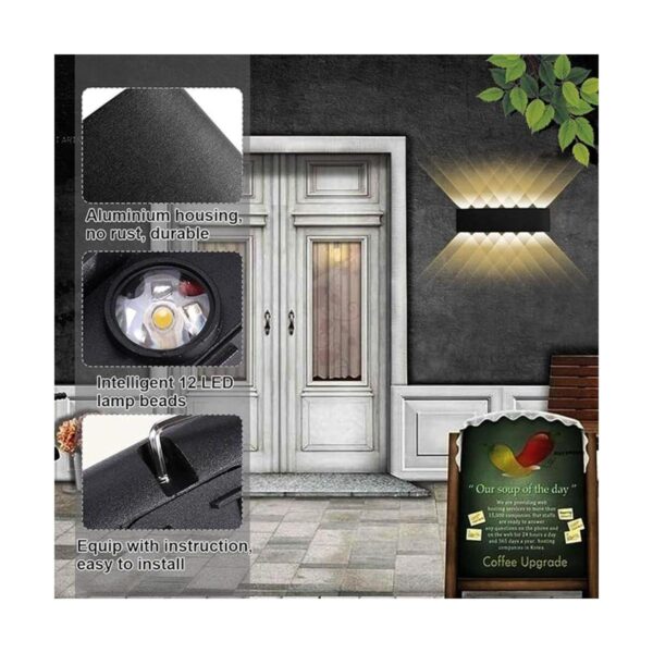KAWELL Lámpara de pared moderna impermeable de 12 W