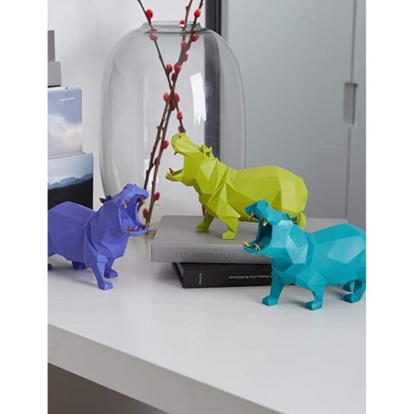 HAUCOZE Figura decorativa de hipopótamo diseño de animales_5