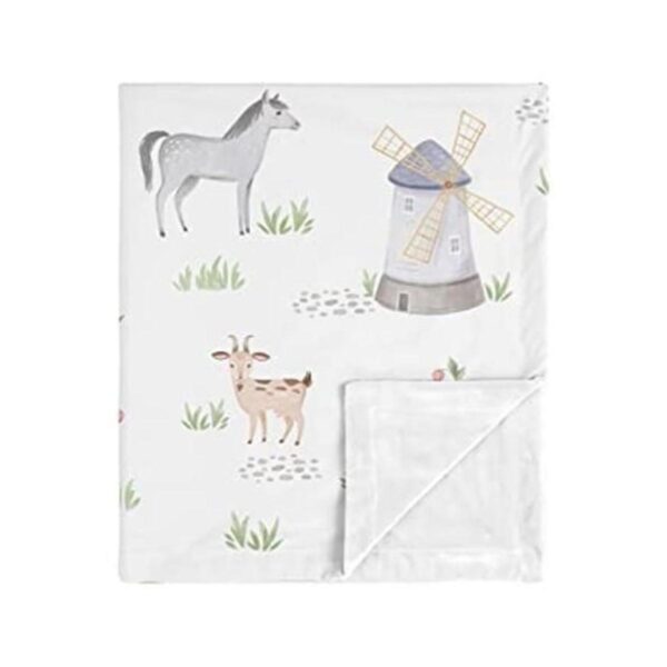 Sweet Jojo Designs Farm Animals Baby Boy Girl Manta de_1