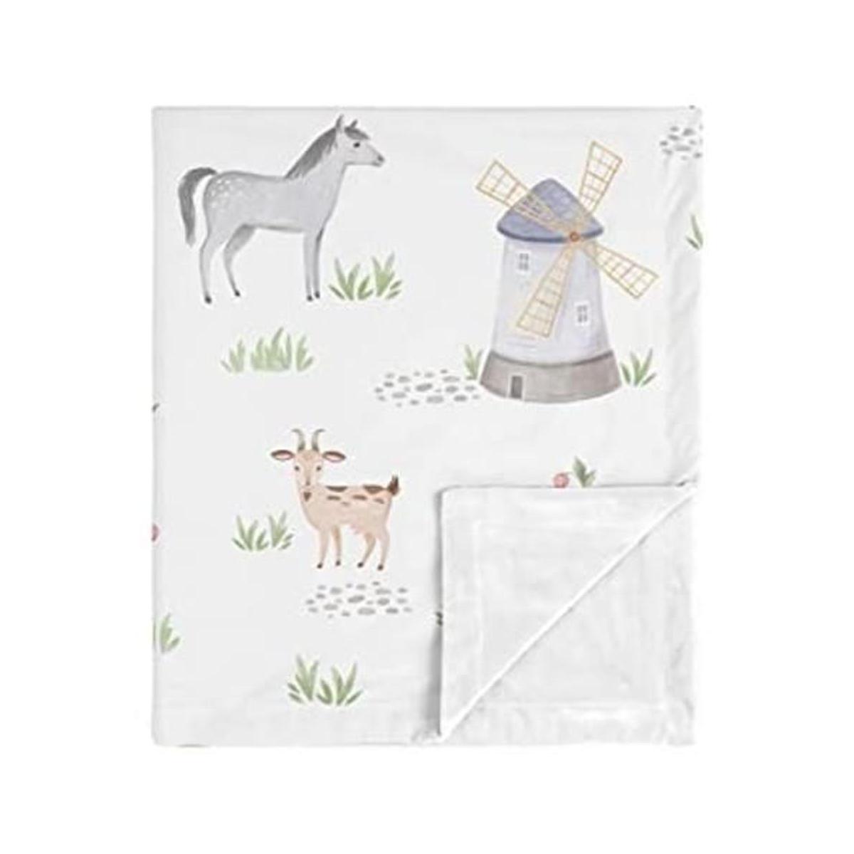 Sweet Jojo Designs Farm Animals Baby Boy Girl Manta de