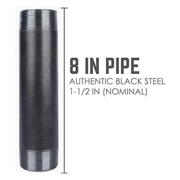 Pipe Décor Tubo de acero negro de 1.4 in x 8.0 in