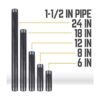 Pipe Décor Tubo de acero negro de 1.4 in x 8.0 in