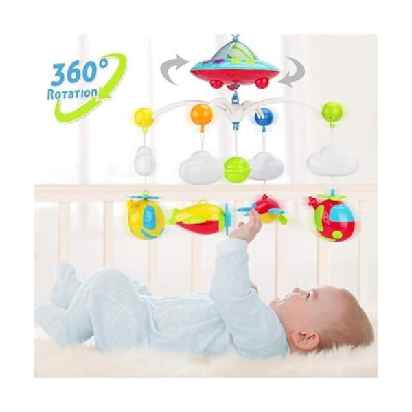 Cuna musical para bebés con juguetes giratorios colgantes_3