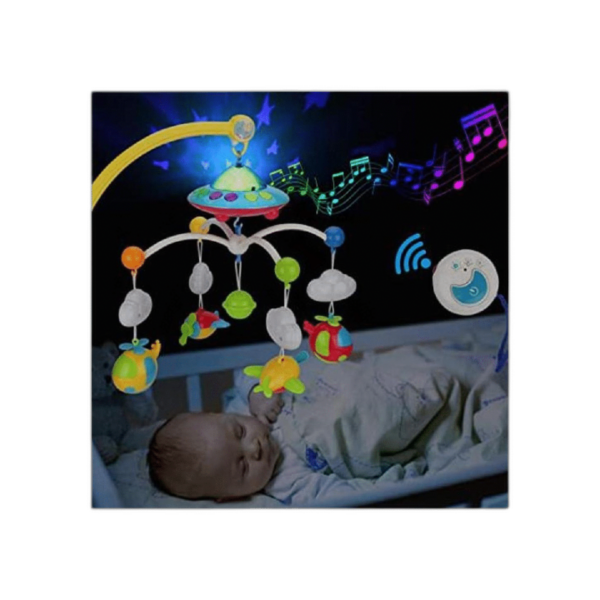 Cuna musical para bebés con juguetes giratorios colgantes_1