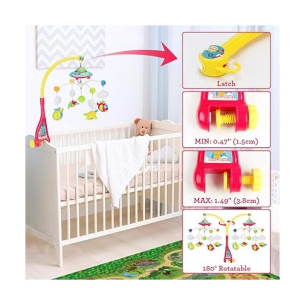 Cuna musical para bebés con juguetes giratorios colgantes_5