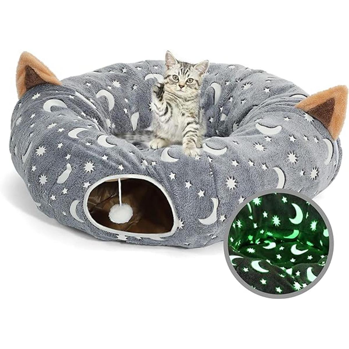 LUCKITTY Tubo de túnel para gatos con juguetes de bola de