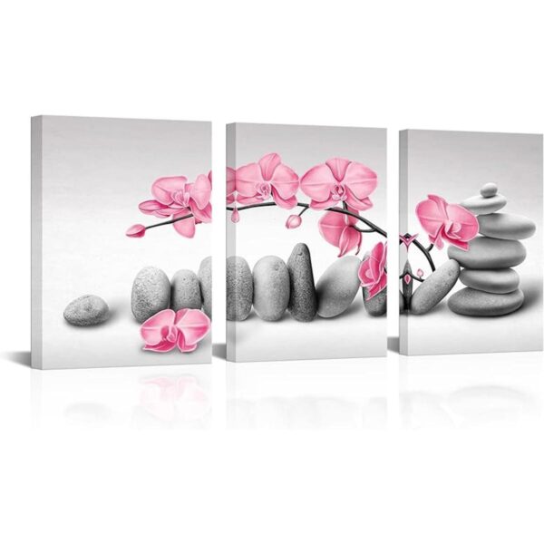 SkenoArt Pintura de flores de orquídea de 3 piezas arte_1