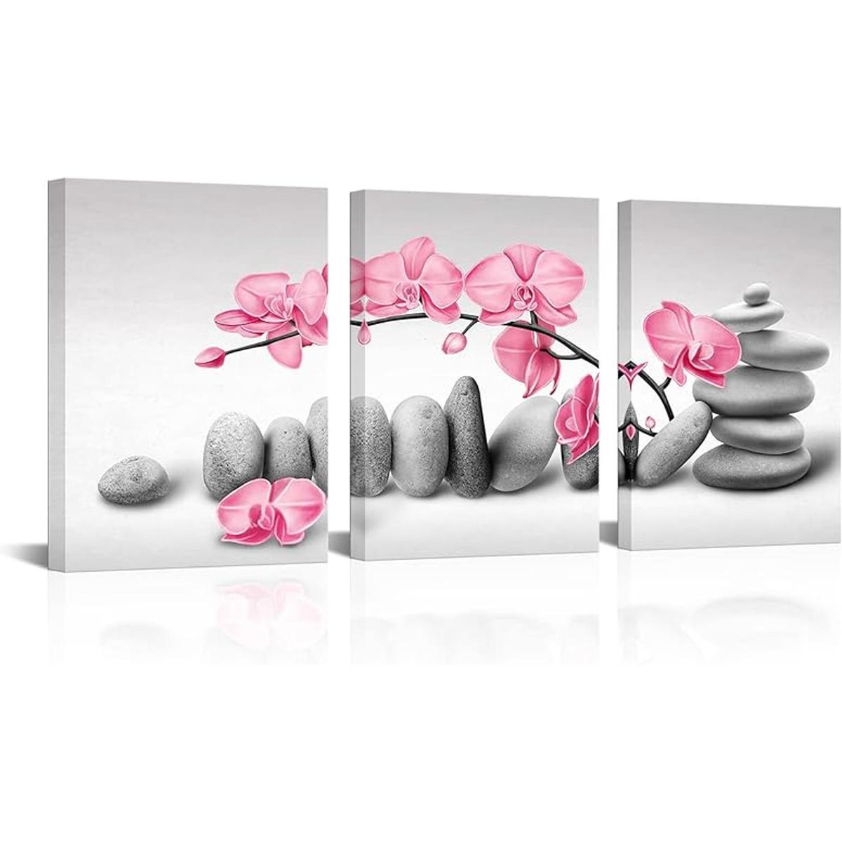 SkenoArt Pintura de flores de orquídea de 3 piezas arte