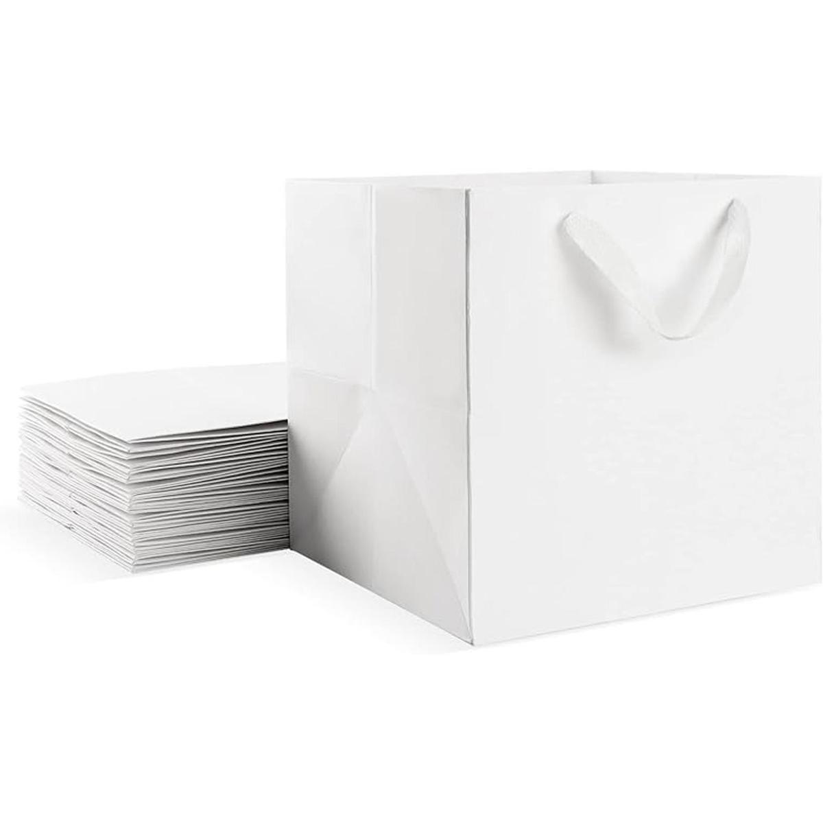 EUSOAR Kraft Bags with Handles 10x10x10 inches Pack of 20