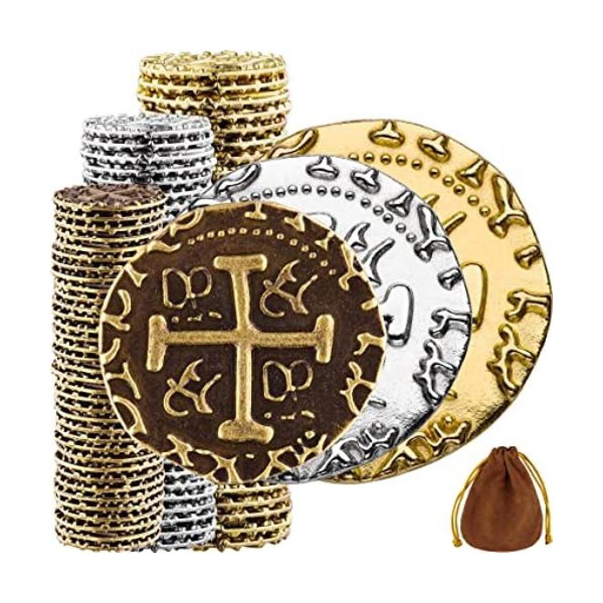 Monedas piratas Juego de monedas del tesoro 102 de