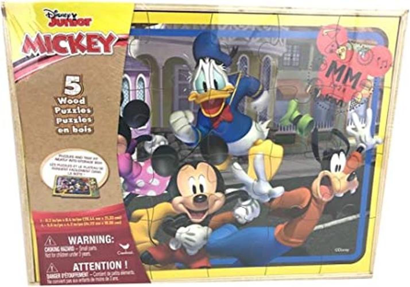 Disney Mickey Mouse 5 rompecabezas de madera en caja de