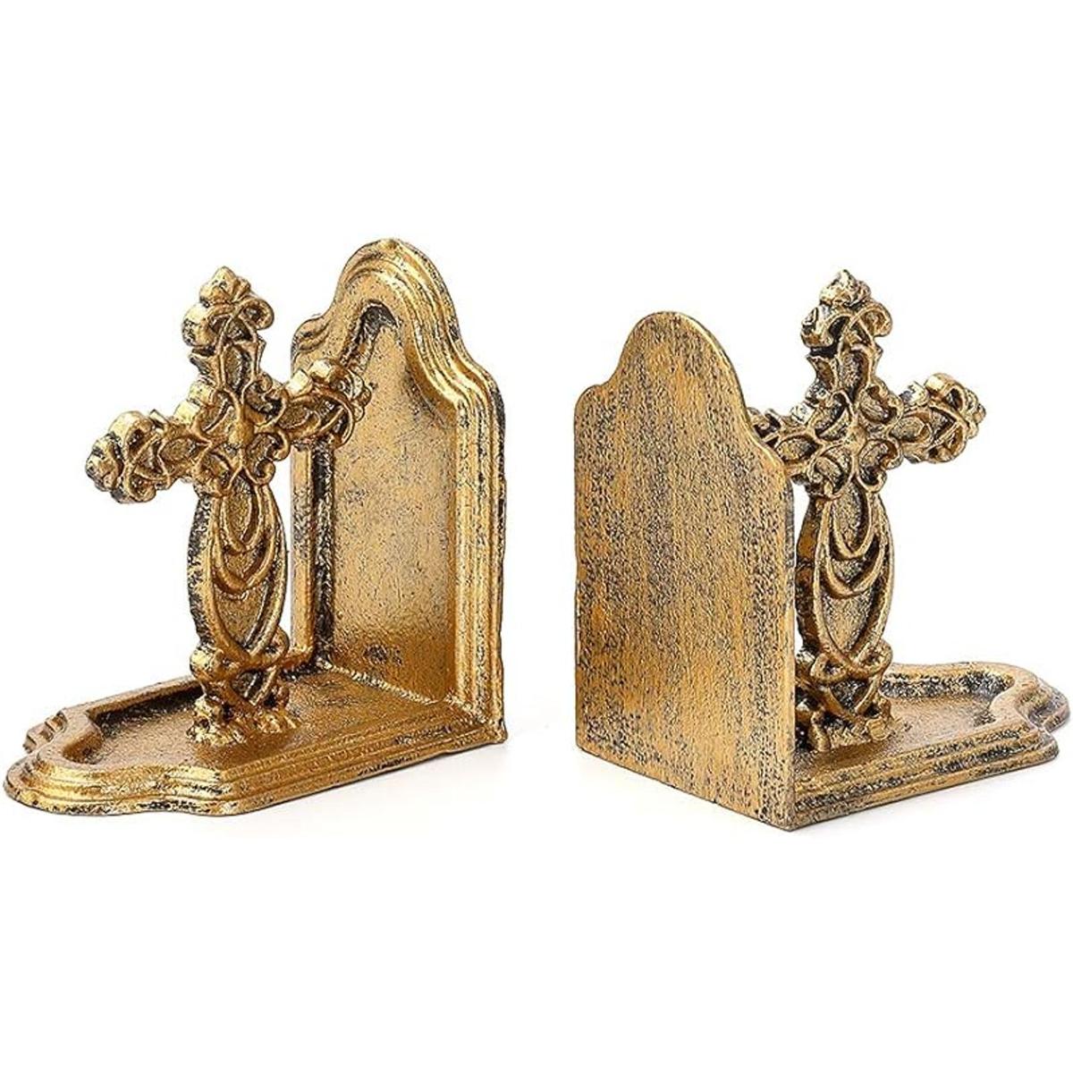 Jemeni Sujetalibros de cruz de hierro fundido juego de 2