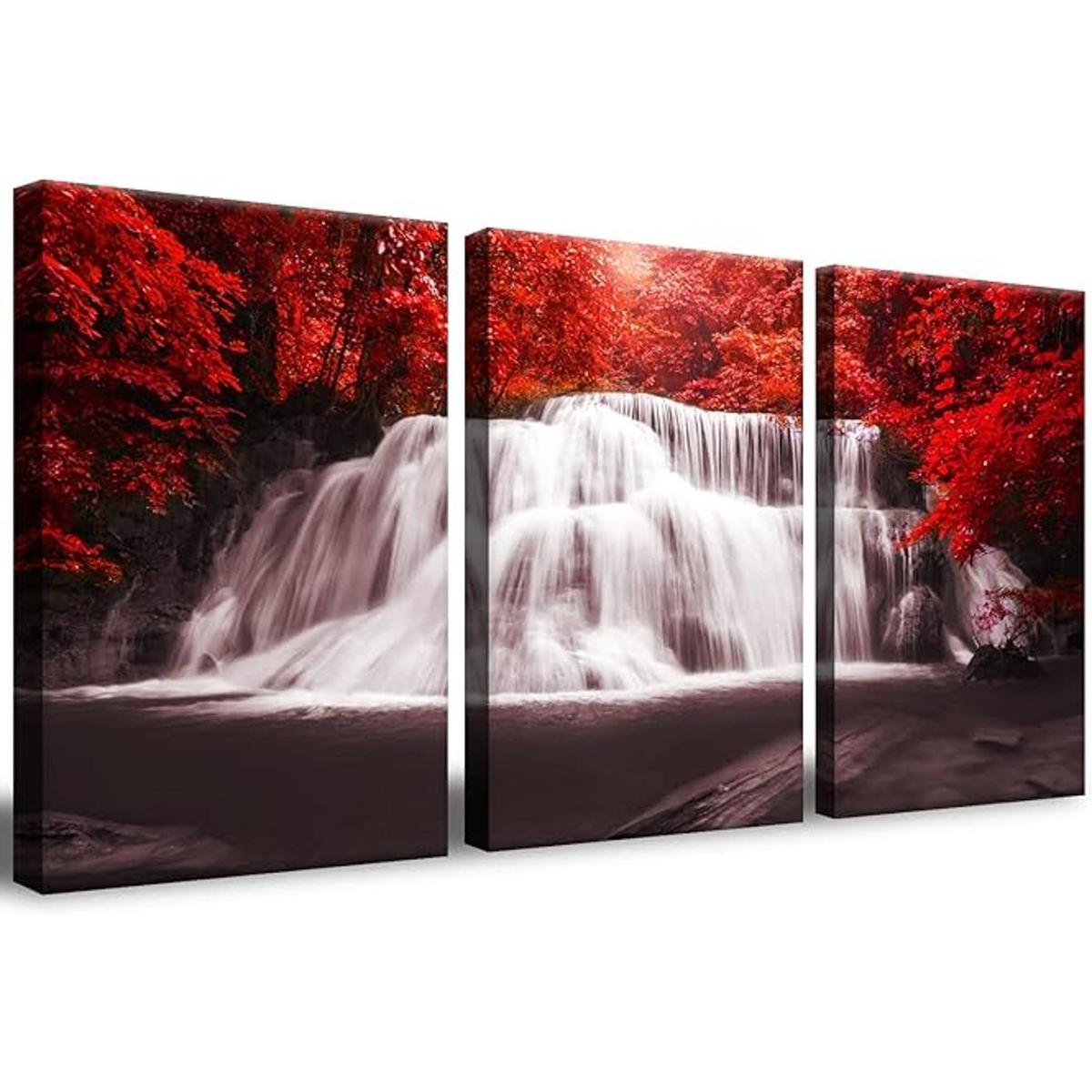 Cascada arte de pared lienzo de paisaje negro blanco y