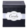 Caja de tarjetas de regalo negra Cinta de satén blanca y_1