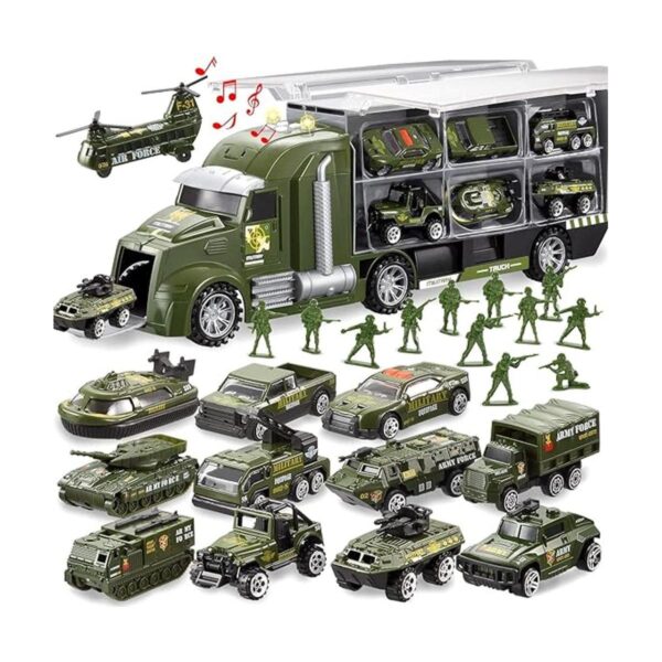 JOYIN Conjunto de 25 juguetes en 1 camiones militares_1