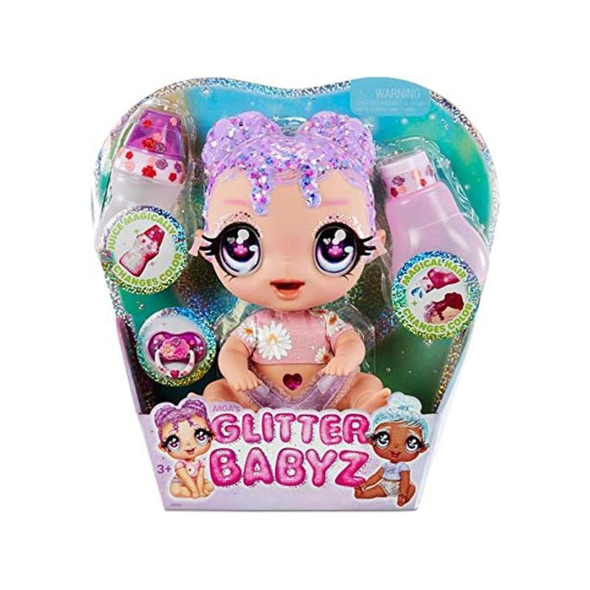 MGAS BABYZ Muñeca de bebé lila Wildboom con 3 cambios