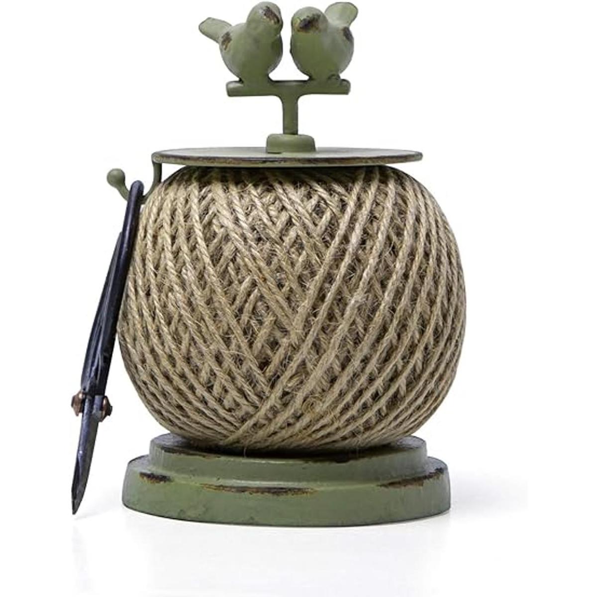 SOFFEE DESIGN Juego de carrete de yute vintage con soporte