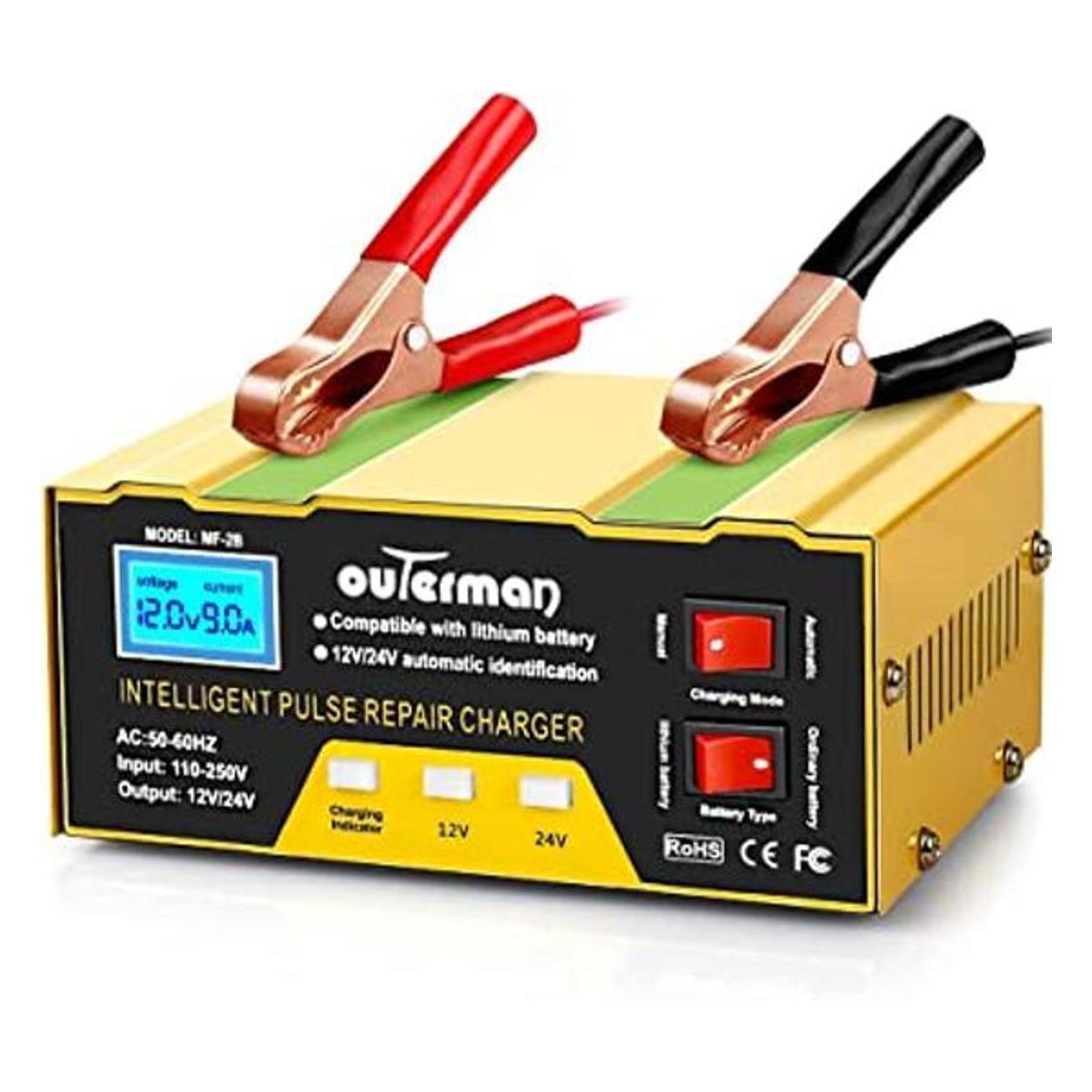 Outerman Cargador de batería de coche de 12 V 24 V