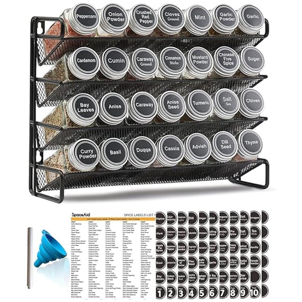 SpaceAid Organizador de especias con 28 tarros de