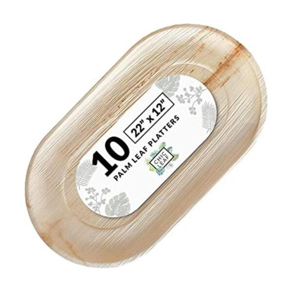 Chic Leaf Bandejas ovaladas desechables con hojas de