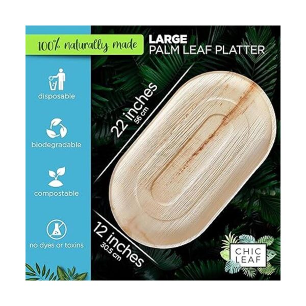 Chic Leaf Bandejas ovaladas desechables con hojas de