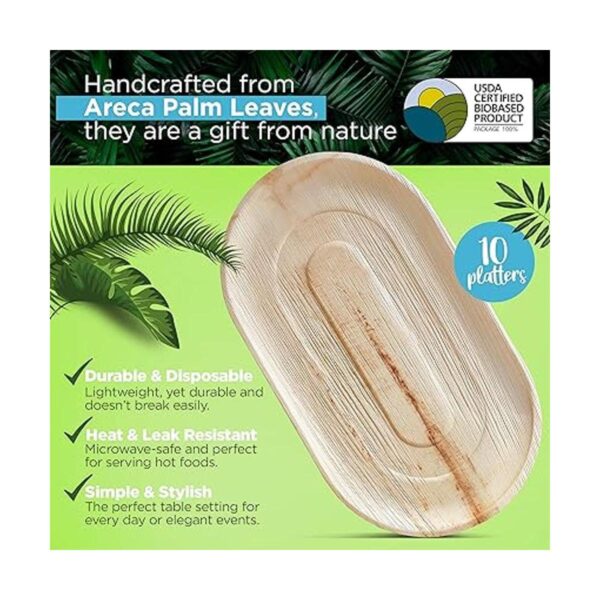 Chic Leaf Bandejas ovaladas desechables con hojas de
