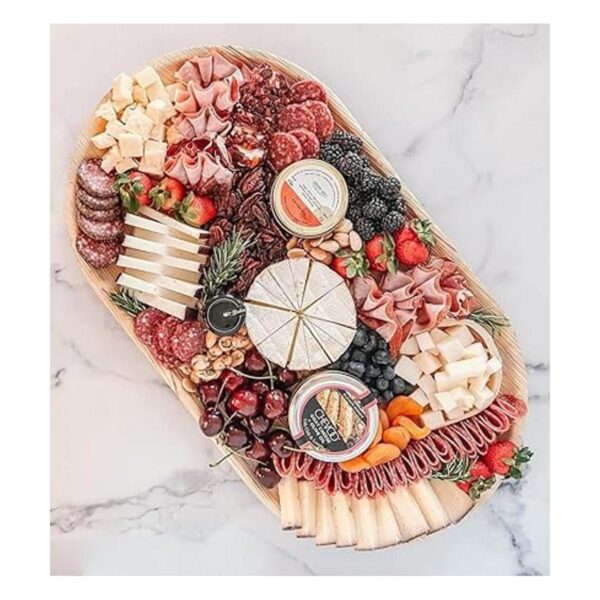 Chic Leaf Bandejas ovaladas desechables con hojas de