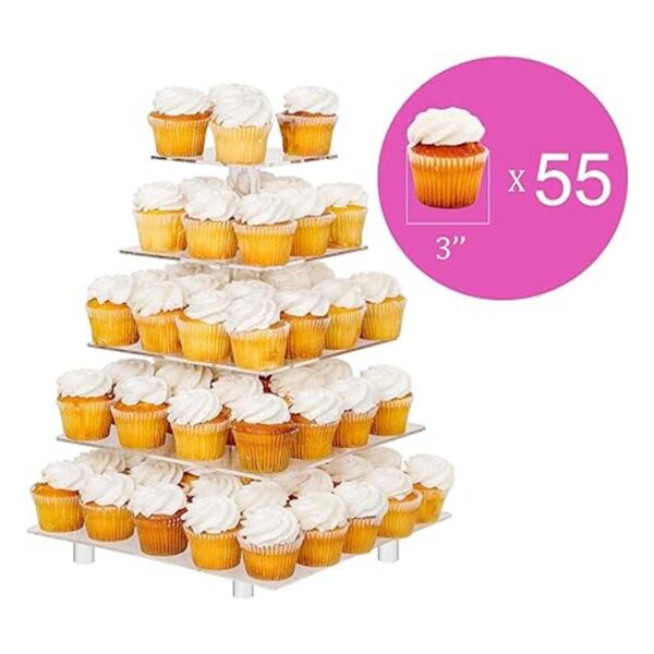 Jusalpha Soporte cuadrado para cupcakes de 5 niveles