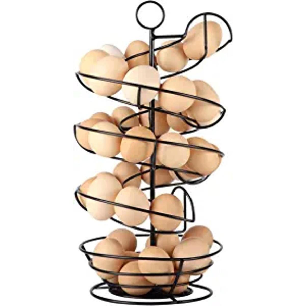 QUTREY Skelter de huevos de metal negro con cesta de