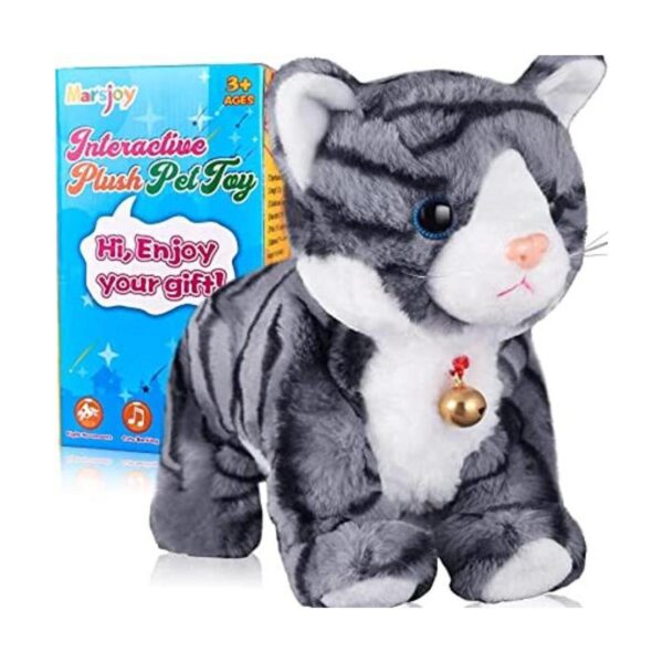 Patrón de gato robot gris de peluche con gato interactivo_1