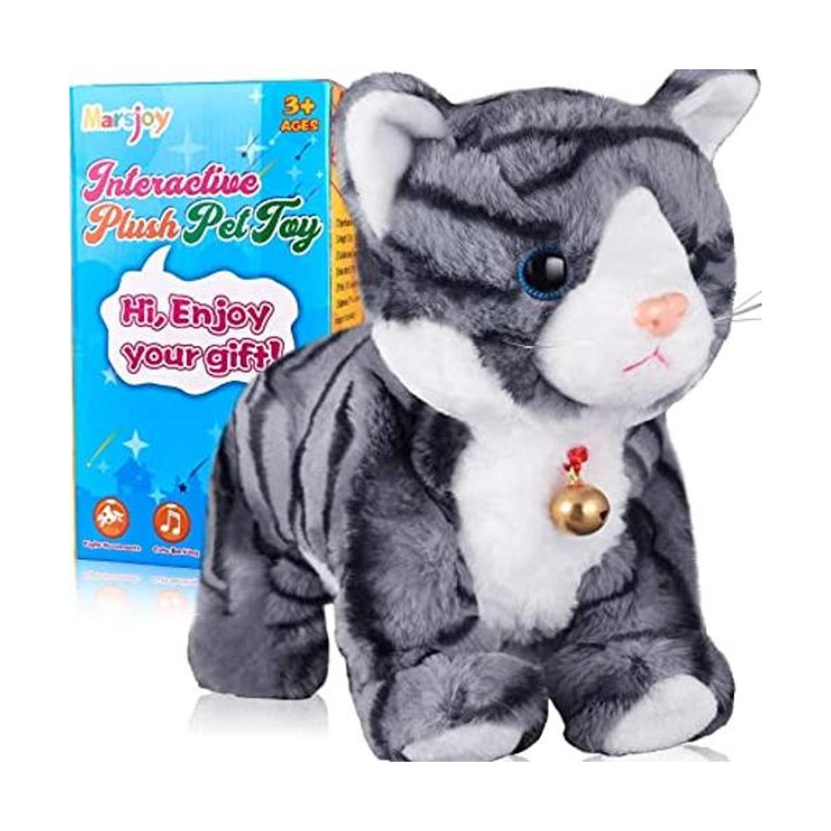Patrón de gato robot gris de peluche con gato interactivo