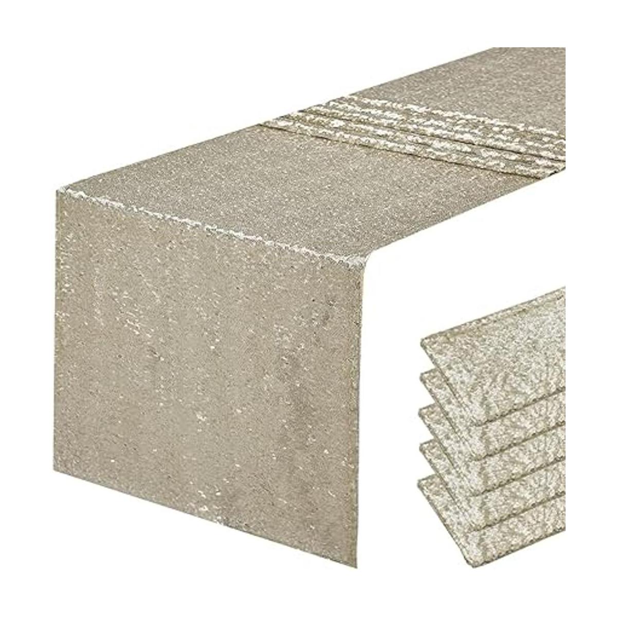 Pufogu Camino de mesa de lentejuelas brillantes de 12 x