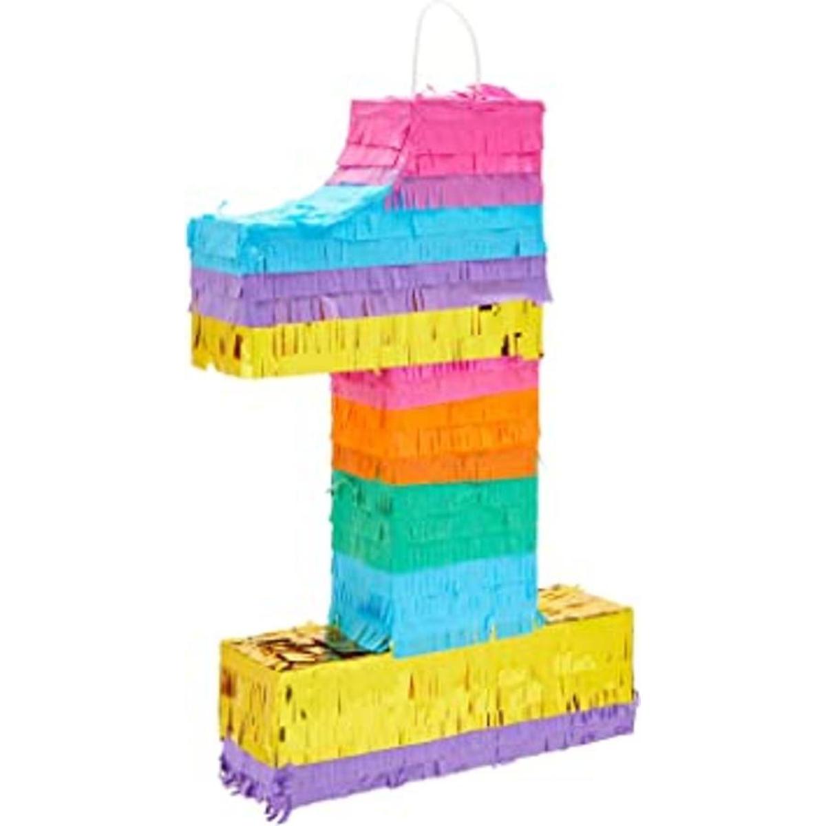 Piñata pequeña número 1 arcoíris para suministros de