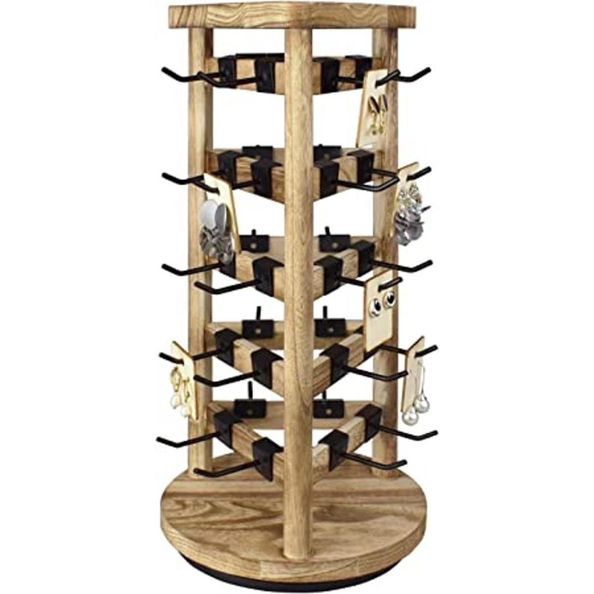 Ikee Design Torre de joyería giratoria de madera de 30
