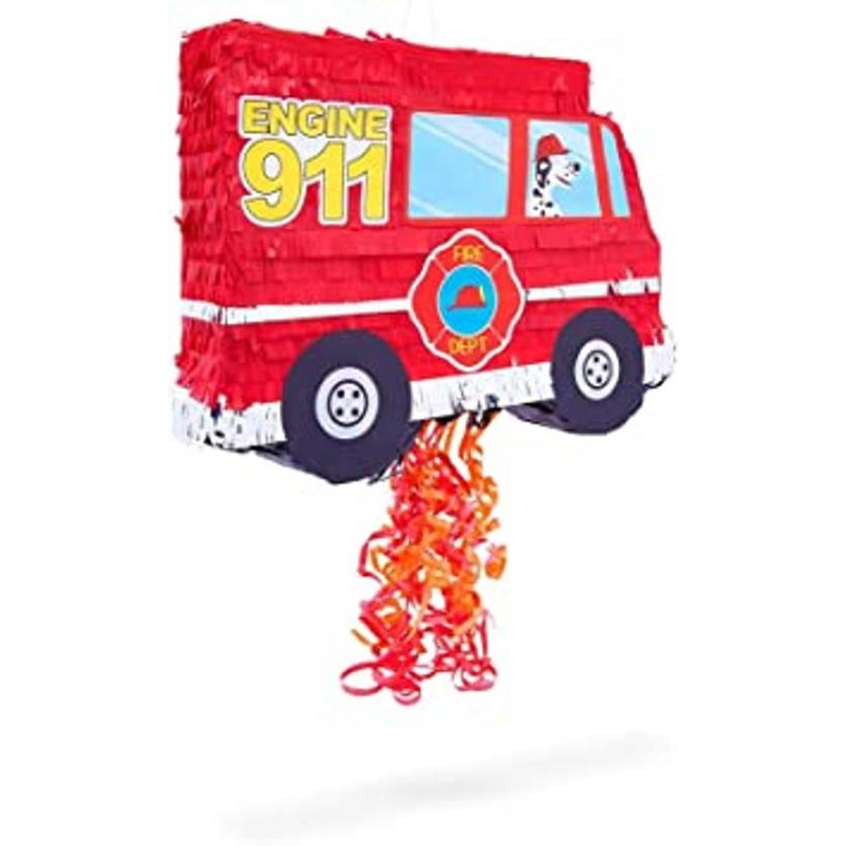 Piñata de camión de bomberos para decoraciones de fiesta