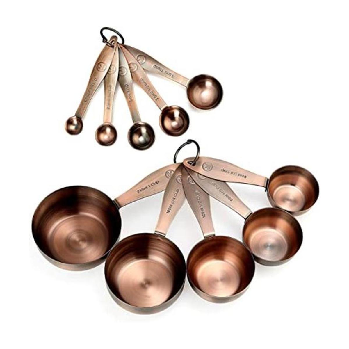 Juego de tazas y cucharas medidoras de cobre juego de 10